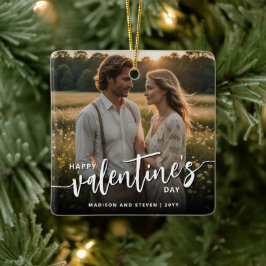 Personalisiertes Foto Frohes Valentinstag Elegante Keramikornament