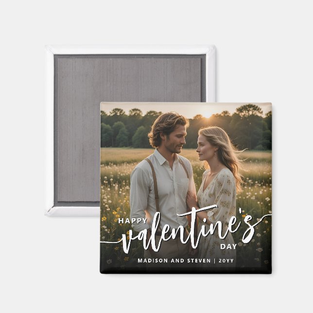 Personalisiertes Foto Frohes Valentinstag Elegante Magnet (Vorderseite/Rückseite)