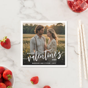 Personalisiertes Foto Frohes Valentinstag Elegante Serviette