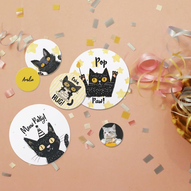 Personalisiertes Foto Funny Black Cat Party Konfetti (Personalized Photo Funny Black Cat Party Confetti)