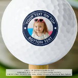 Personalisiertes Foto für benutzerdefinierte Farbe Golfball<br><div class="desc">Erstellen Sie ganz einfach einen personalisierten Golfball mit Ihrem Foto und lassen Sie sich in Ihren Farbtönen für den Golfspieler, den Sie kennen, einen individuellen Text erstellen. Das Beispiel zeigt marineblau. Wenden Sie sich an den Designer, BEVOR er die Bestellung über Zazzle Chat oder makeitaboutyoustore@gmail.com veranlasst, Designänderungen oder Hilfe bei...</div>
