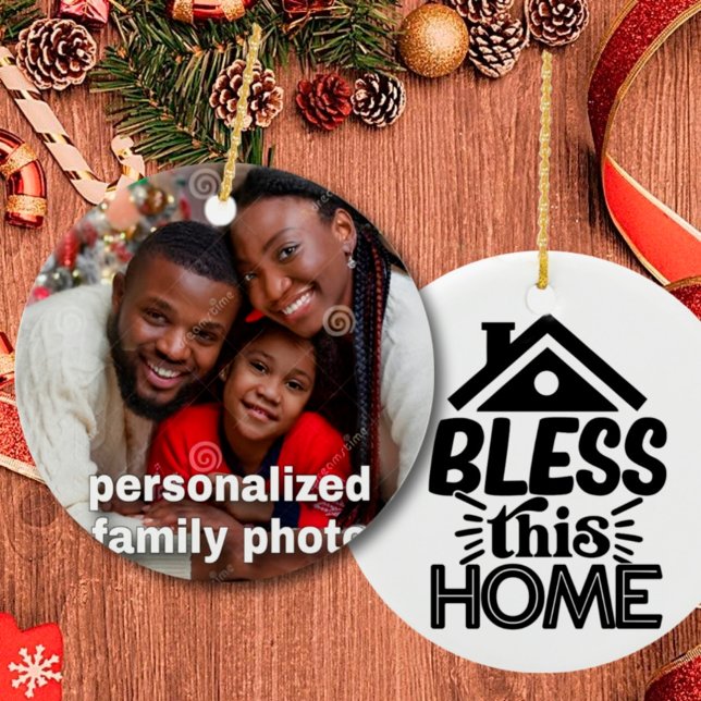 Personalisiertes Foto für die Familie zu Weihnacht Keramik Ornament (Von Creator hochgeladen)
