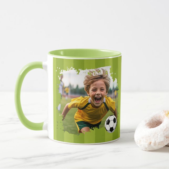 Personalisiertes Foto für Fußball - Individuelle N Tasse (Mit Donut)