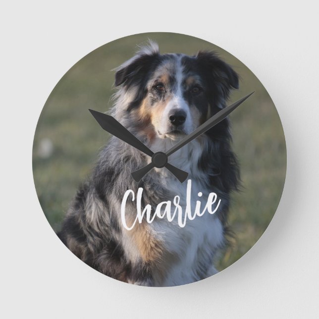 Personalisiertes Foto für Hunde Runde Wanduhr (Vorderseite)