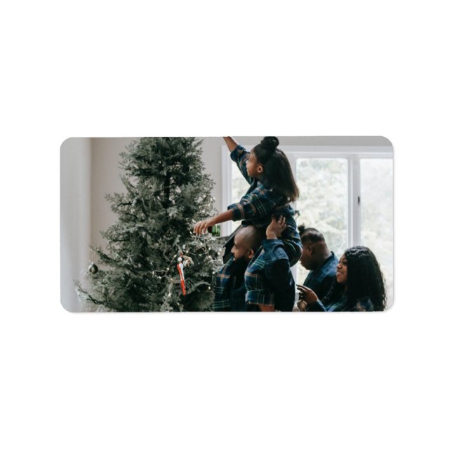 Personalisiertes Foto für moderne Weihnachtsfamili Adressaufkleber (Vorne)