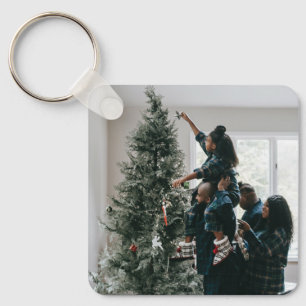 Personalisiertes Foto für moderne Weihnachtsfamili Schlüsselanhänger