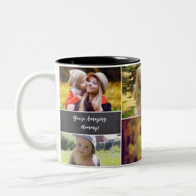 Personalisiertes Foto für Mutter Zweifarbige Tasse (Links)
