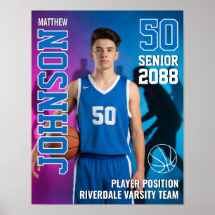 Personalisiertes Foto für Senior-Basketballspieler Poster