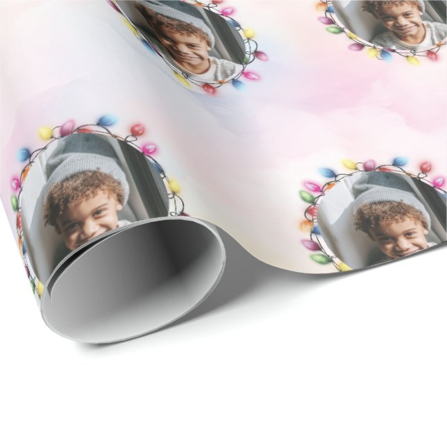 Personalisiertes Foto für Weihnachtslichtrahmen Geschenkpapier (Rolleneckpunkt)
