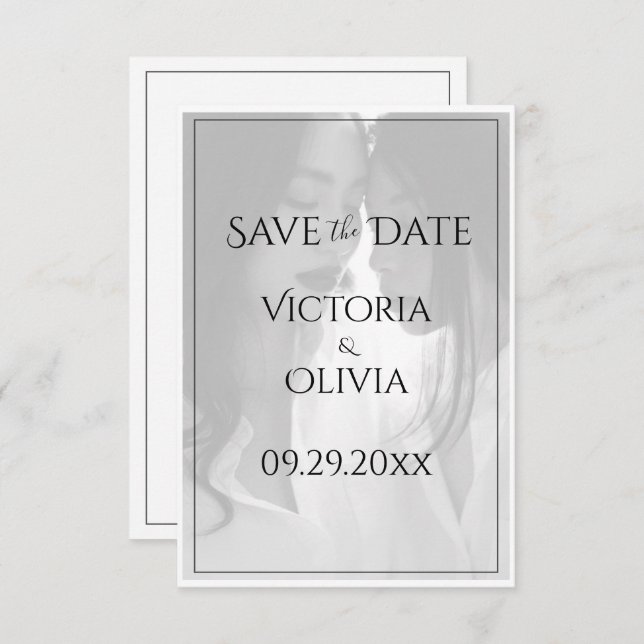 Personalisiertes Foto Gay Lesbian Save the Date (Vorne/Hinten)