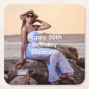 Personalisiertes Foto Geburtstag sein ihr Rechteckiger Pappuntersetzer