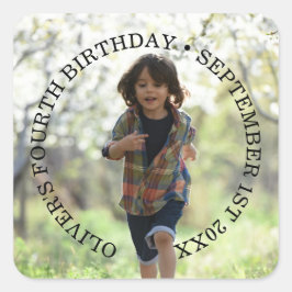 Personalisiertes Foto Geburtstagsklassiker quadrat Quadratischer Aufkleber