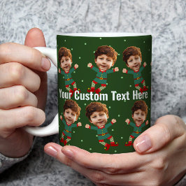 Personalisiertes Foto Gesicht Weihnachten Elf Kind Kaffeetasse