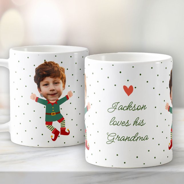 Personalisiertes Foto Gesicht Weihnachten Elf Kind Kaffeetasse (Von Creator hochgeladen)