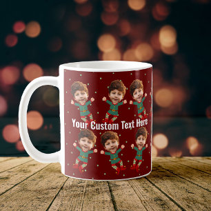 Personalisiertes Foto Gesicht Weihnachten Elf Kind Kaffeetasse