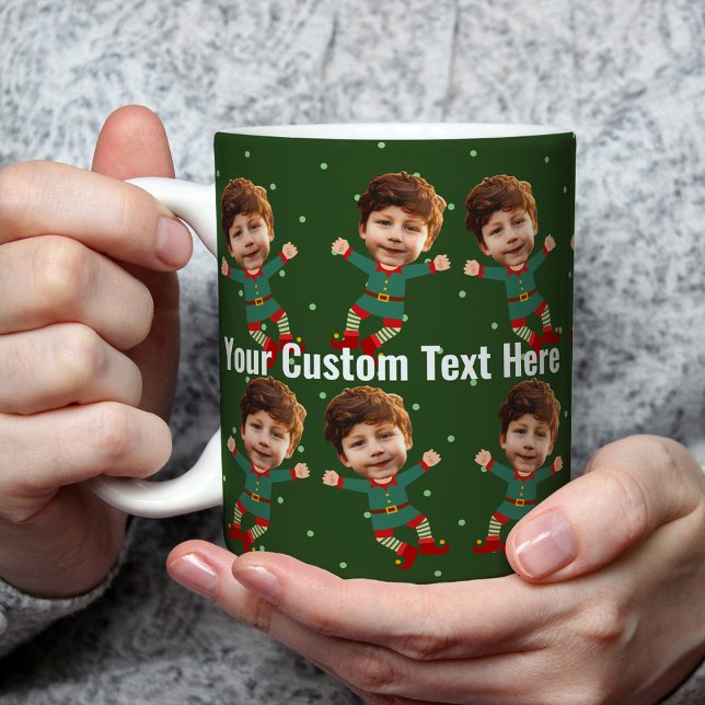 Personalisiertes Foto Gesicht Weihnachten Elf Kind Kaffeetasse (Von Creator hochgeladen)