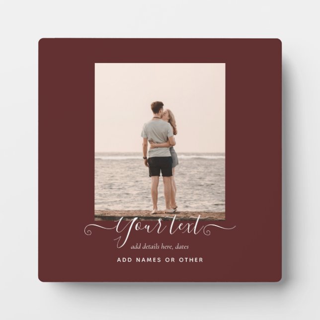 Personalisiertes FOTO gibt Burgundy Thema Fotoplatte (Vorderseite)