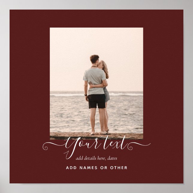 Personalisiertes FOTO gibt Burgundy Thema Poster (Vorne)