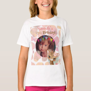 Personalisiertes Foto Giraffe Geburtstagsfeiermäd T-Shirt