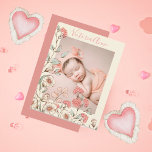 Personalisiertes Foto Girl Floral Geburtsankündigu Postkarte<br><div class="desc">Weiche Aquarellfarben handgezeichnete Blume in Pfirsiche,  Pfirsiche und neutrale Farben mit Reben,  um Ihr Lieblings-Baby-Foto zu betonen. Ideal für die Geburtsankündigung Ihres neuen Mädchens.</div>