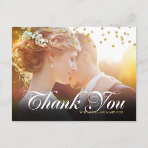 Personalisiertes Foto Gold Confetti Script Vielen  Postkarte