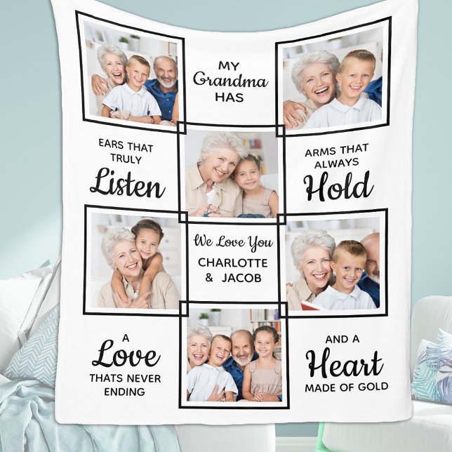 Personalisiertes Foto Großmutter Liebe Du Oma Fleecedecke (Von Creator hochgeladen)