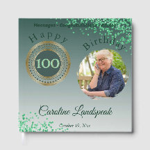 Personalisiertes Foto Grün Glitter, 100. Geburtsta