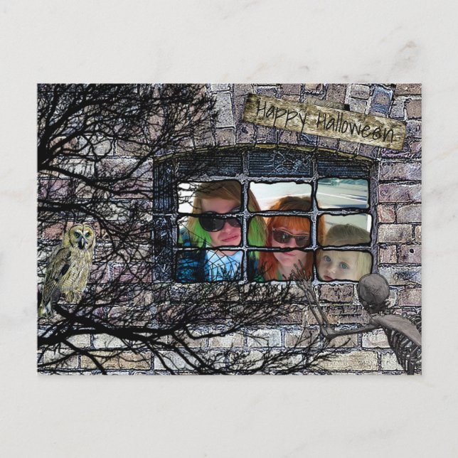 Personalisiertes Foto Happy Halloween Foto Postkarte (Vorderseite)