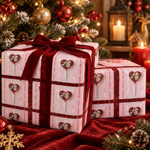 Personalisiertes Foto-Herz-Lutscher-Verpackungspap Geschenkpapier