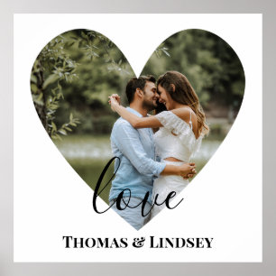 Personalisiertes Foto Herzrahmen Moderne Kalligrap Poster