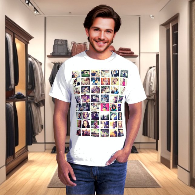 Personalisiertes Foto hier T-Shirt (Custom photo collage tee, personalized photo grid t-shirt)