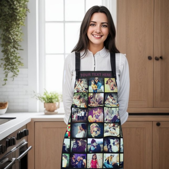 Personalisiertes Foto hier T - Shirt Schürze (Personalized photo collage, custom photo grid apron.)