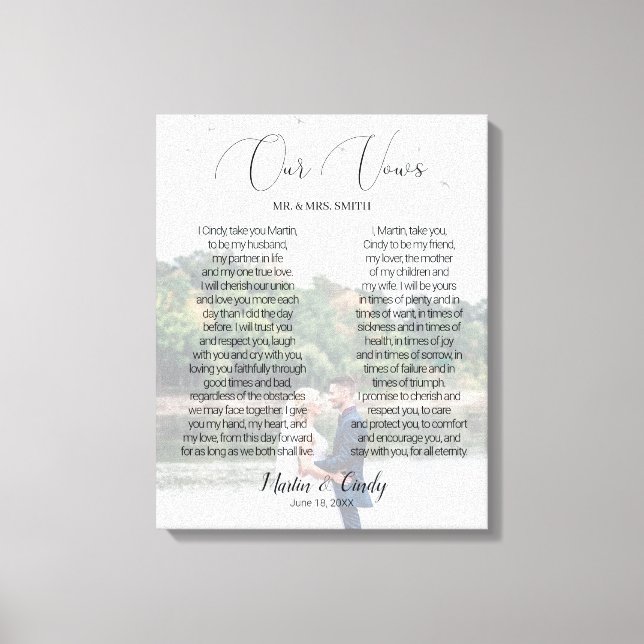 Personalisiertes Foto Hochzeit & Vows Canvas druck Leinwanddruck (Vorderseite)