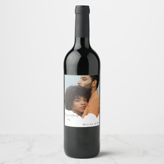 Personalisiertes Foto Hochzeit Wein Gefallen Weinetikett (Vorderseite)