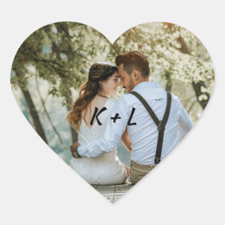 Personalisiertes Foto-Hochzeitskleber Herz-Aufkleber