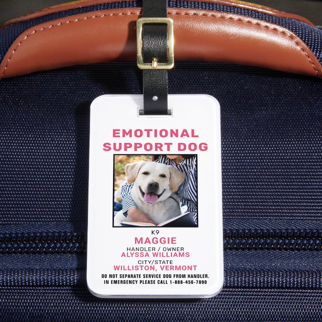 Personalisiertes Foto-ID Emotionaler Support Dog A Gepäckanhänger (Von Creator hochgeladen)