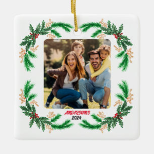 Personalisiertes Foto in der Familie mit Holly Bor Keramikornament