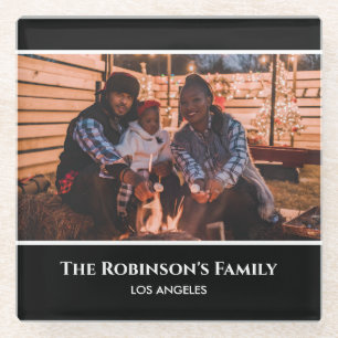 Personalisiertes Foto in Schwarzweißrahmen mit Te Glasuntersetzer