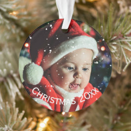 Personalisiertes Foto Jahr Schneebedeckung Ornament