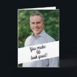 Personalisiertes Foto Joke Brother 50. Geburtstag Karte<br><div class="desc">Personalisiertes Foto Joke Brother 50. Geburtstag, ein wunderschönes Design für jeden, der nach schönen Geburtstagskarten für Bruder, Geburtstagskarten für ältere Bruder oder Geburtstagskarten für jüngeren Bruder, dieser hier wäre cool. Das Design verfügt über ein benutzerdefiniertes Foto mit einem personalisierbaren Text, das Sie in dem Alter, das Sie möchten, in der...</div>