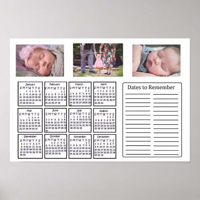 Personalisiertes Foto-Kalender-Poster 2019 Poster (Vorne)
