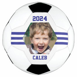 Personalisiertes Foto Keepake Royal Blue Streifen Fußball