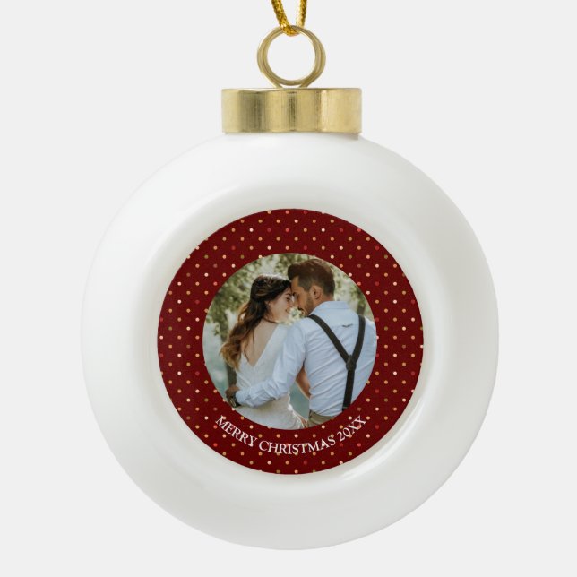 Personalisiertes Foto Keramik Ball Weihnachtsfeier Keramik Kugel-Ornament (Vorderseite)
