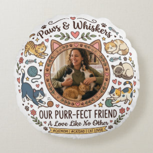 Personalisiertes Foto-Kissen für Katzenmama Rundes Kissen