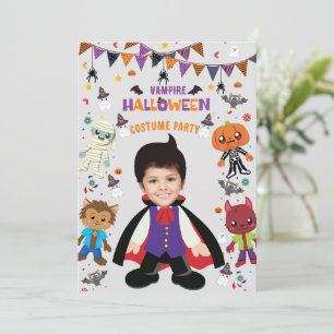 Personalisiertes Foto Kostüm Party Halloween Kinde Einladung