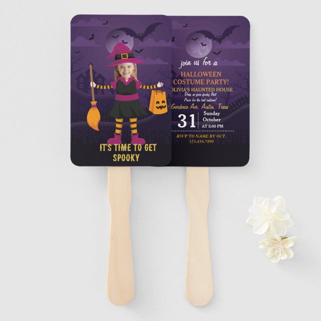 Personalisiertes Foto Kostüm Party Halloween Kinde Fächer (Vorne und Hinten)