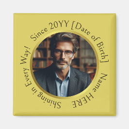 Personalisiertes Foto leuchtet goldgelb Magnet