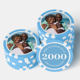 Personalisiertes Foto Light Blue 2000 Value Game Pokerchips