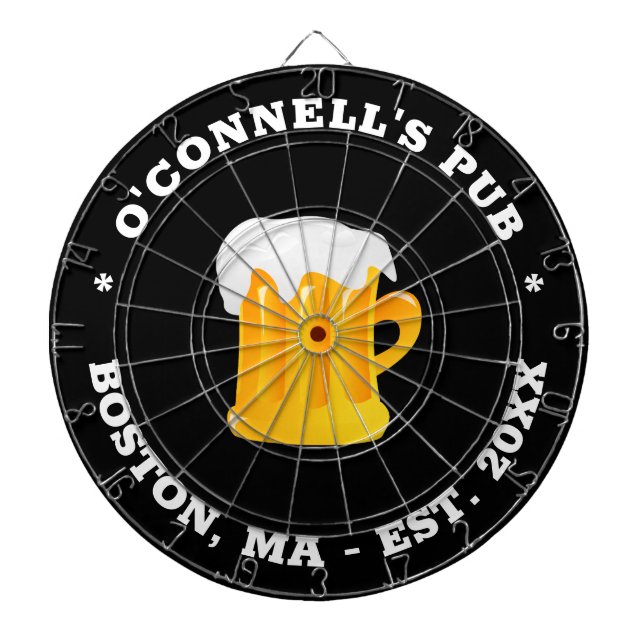 Personalisiertes Foto Logo Name Testdatum schwarz Dartscheibe (vorne)