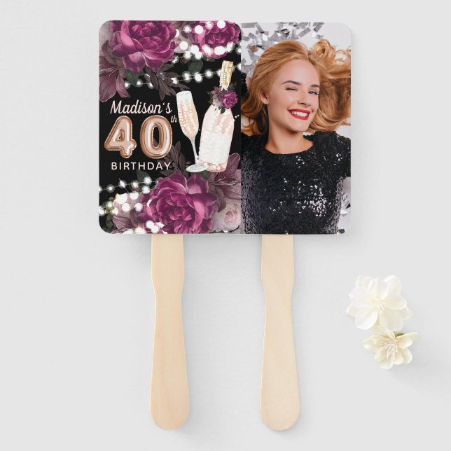 Personalisiertes Foto Luxus 40. Geburtstag Handfan Fächer (Vorne und Hinten)